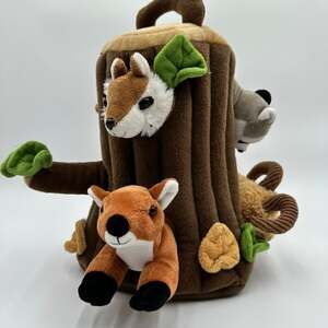Unipak 12" Plush Tree Trunk House with 5 Stuffed Forest Animals